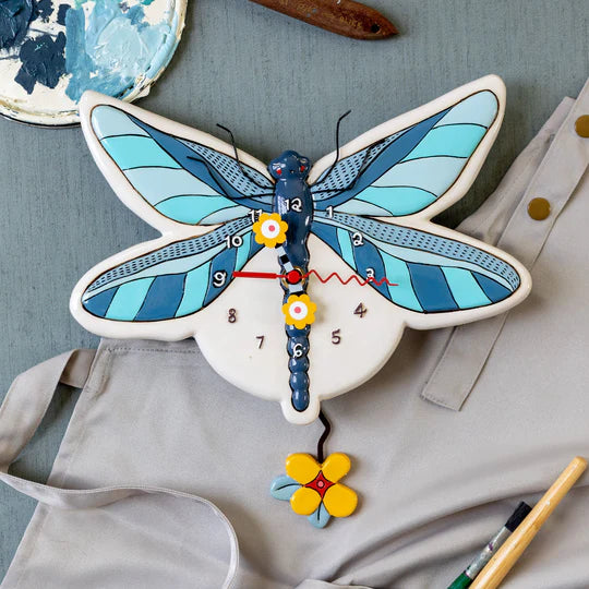 Allen Designs Blue Dragonfly Wall Clock