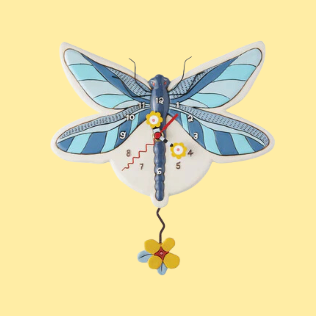 Allen Designs Blue Dragonfly Wall Clock