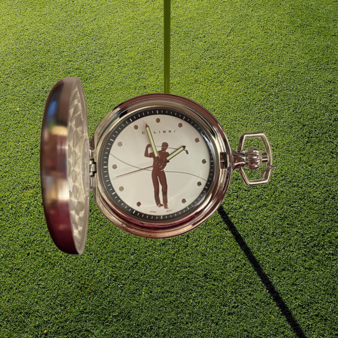 Colibri PW-209, Silver Pocket Watch with Golfer Design
