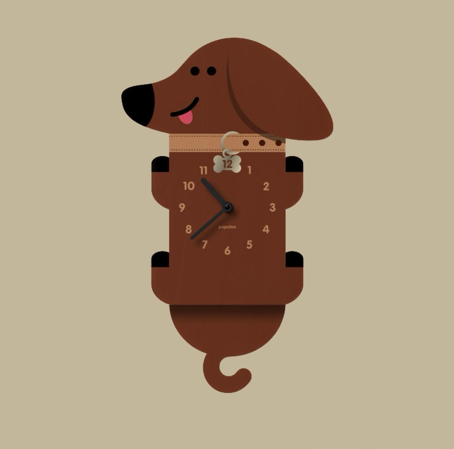 Popclox Wiener Dog Pendulum Clock