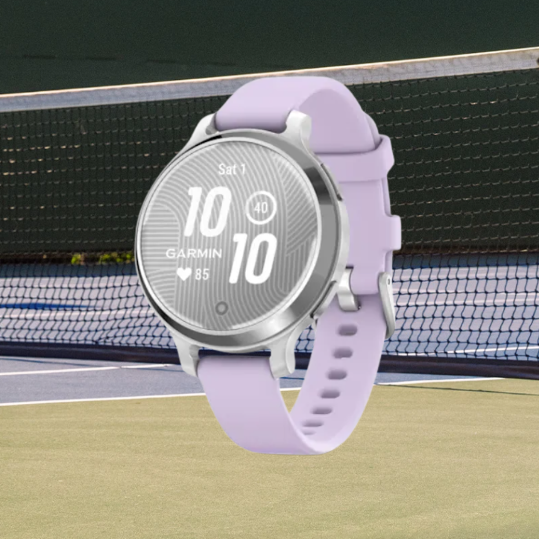 Garmin Lily® 2 Active - Silver with Purple Jasmine Silicone Band