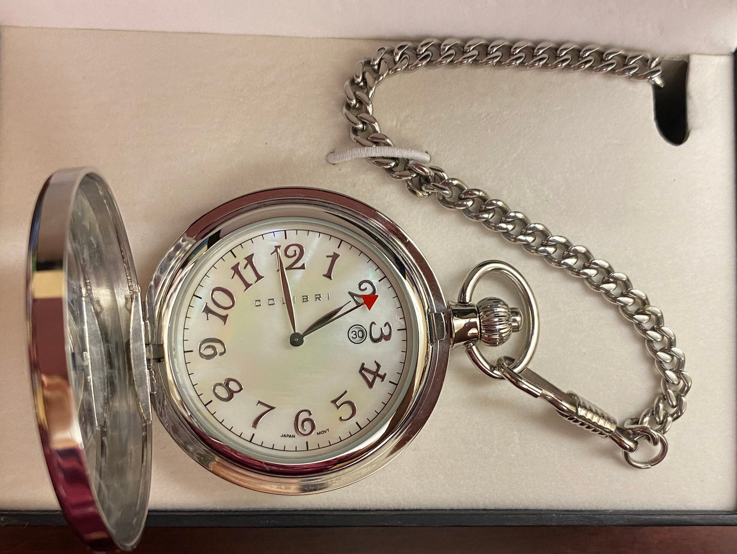 Colibri PW-208, Silver Pocket Watch with White Face