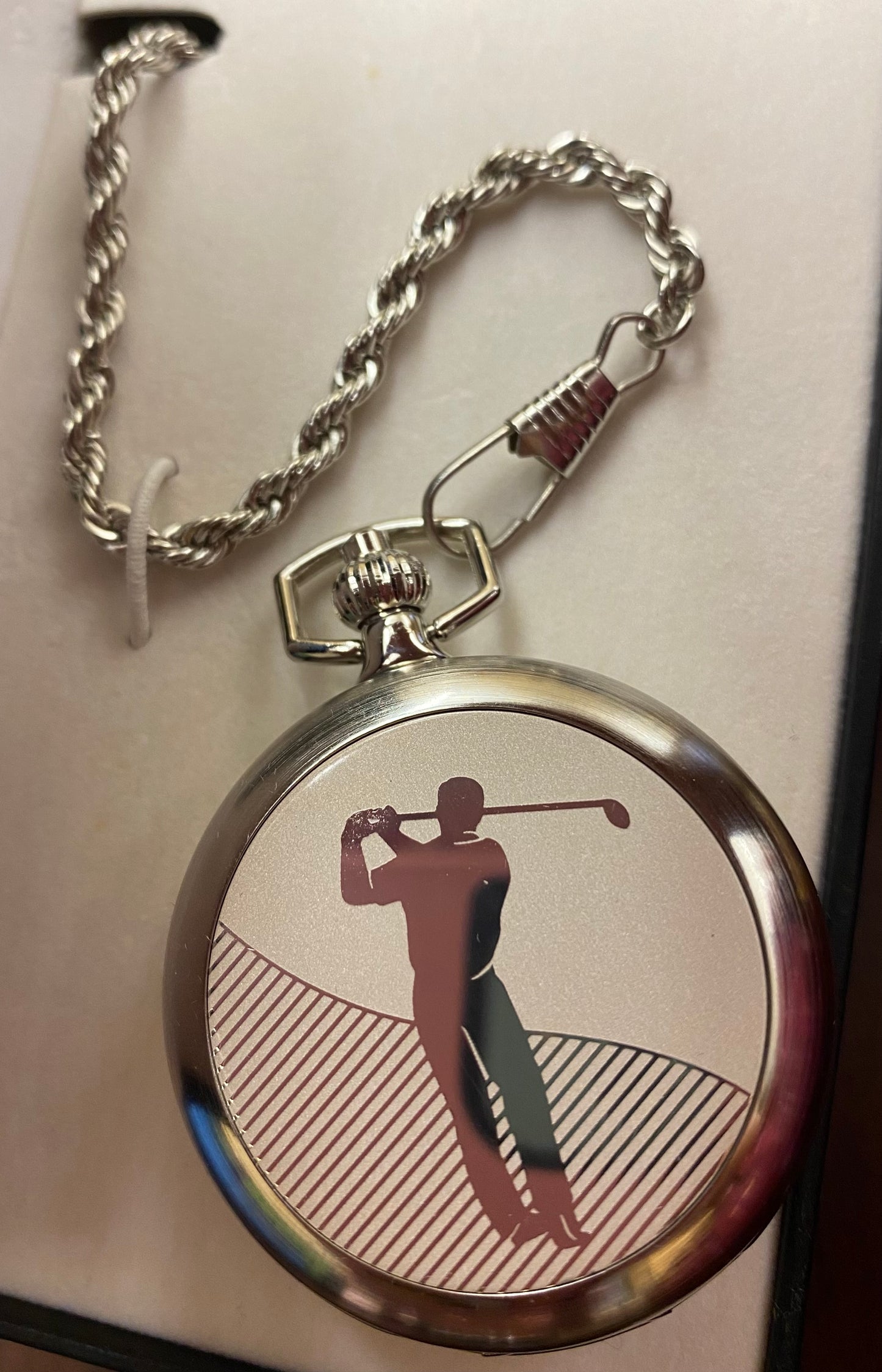 Colibri PW-209, Silver Pocket Watch with Golfer Design