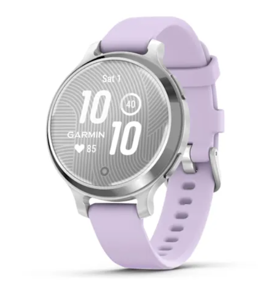 Garmin Lily® 2 Active - Silver with Purple Jasmine Silicone Band