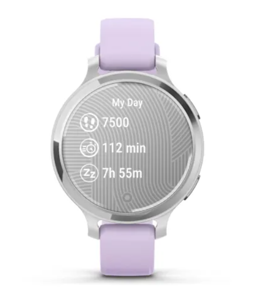 Garmin Lily® 2 Active - Silver with Purple Jasmine Silicone Band