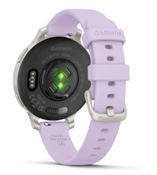 Garmin Lily® 2 Active - Silver with Purple Jasmine Silicone Band