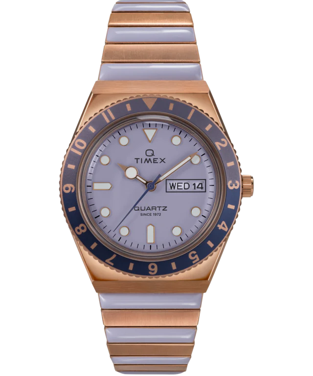 Q Timex® 36mm Stainless Steel Expansion Band Watch