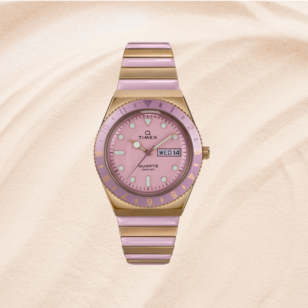 Q Timex® 36mm Stainless Steel Expansion Band Watch
