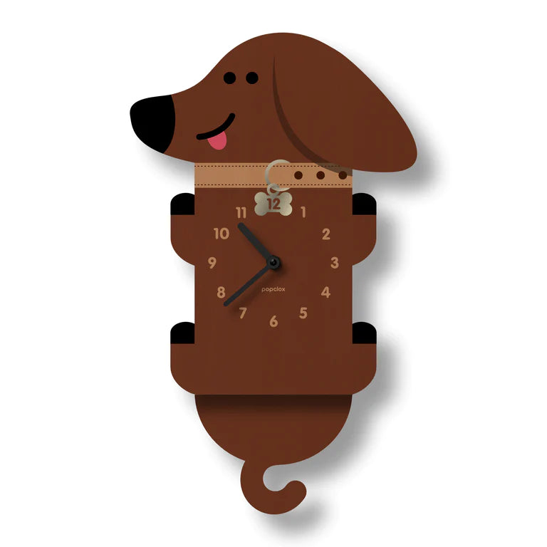 Popclox Wiener Dog Pendulum Clock