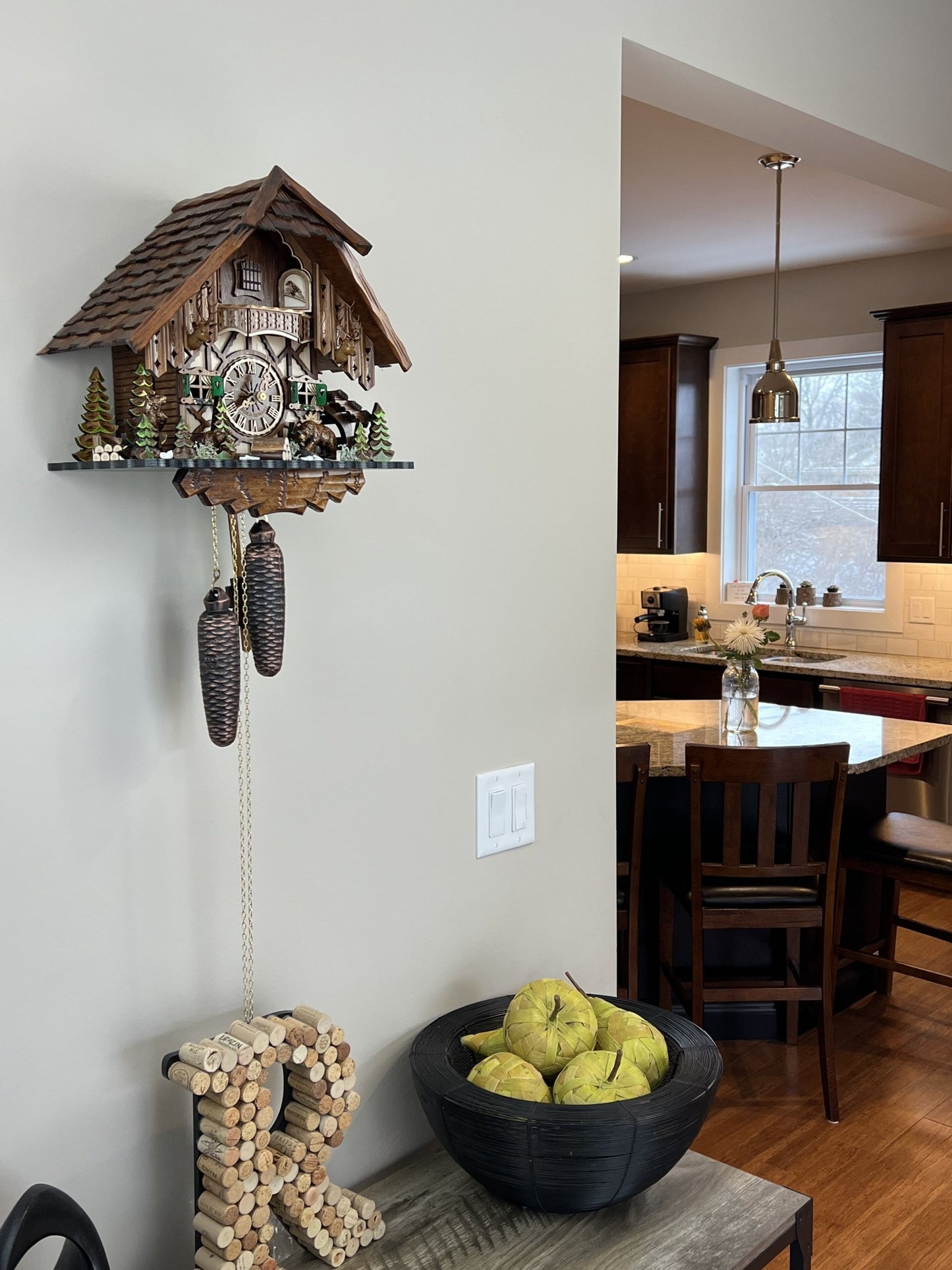 River City Clocks 17" Eight Day Cuckoo Clock Cottage with Bears and Pine Trees