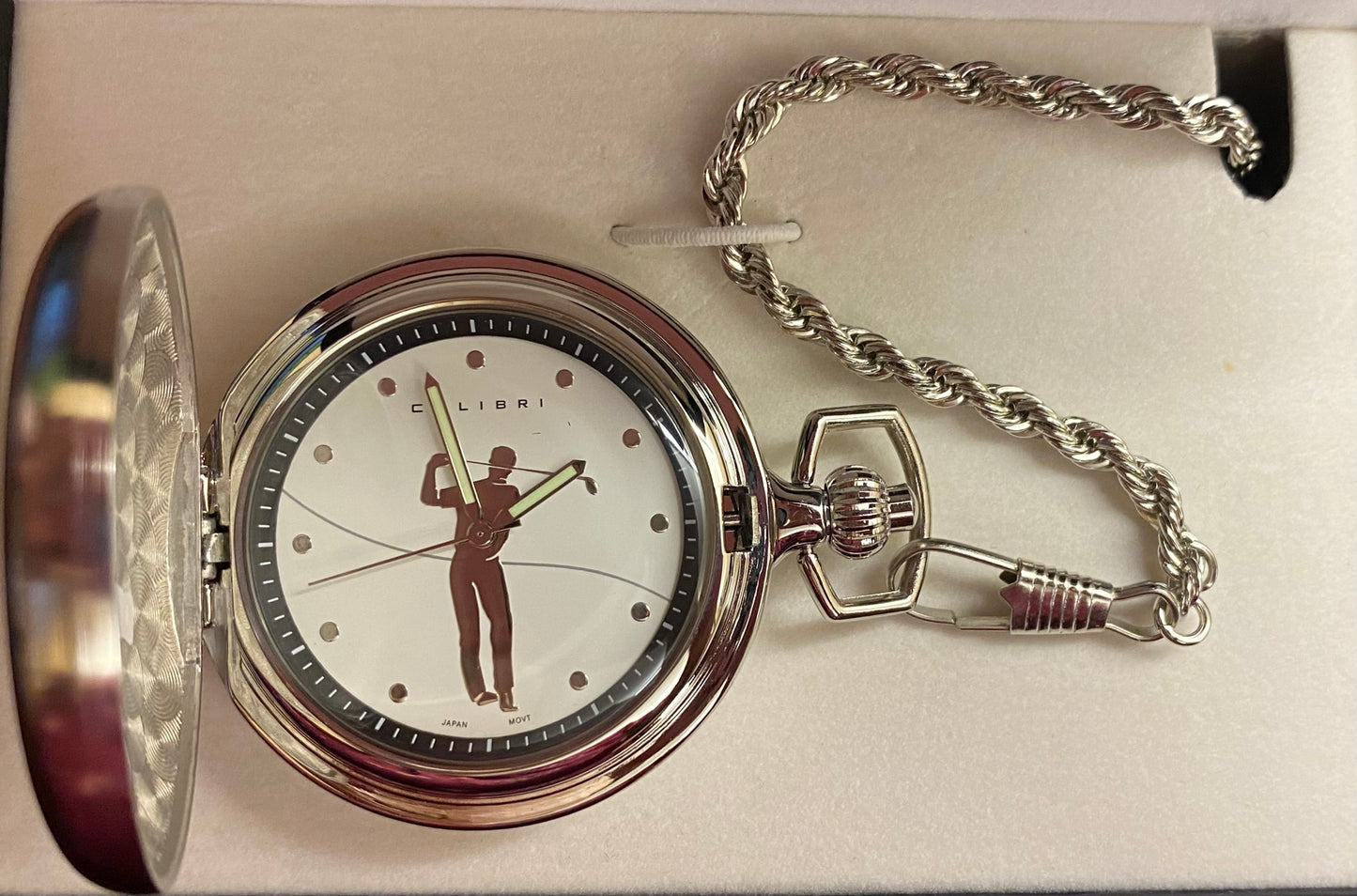 Colibri PW-209,  Silver Pocket Watch with Golfer Design