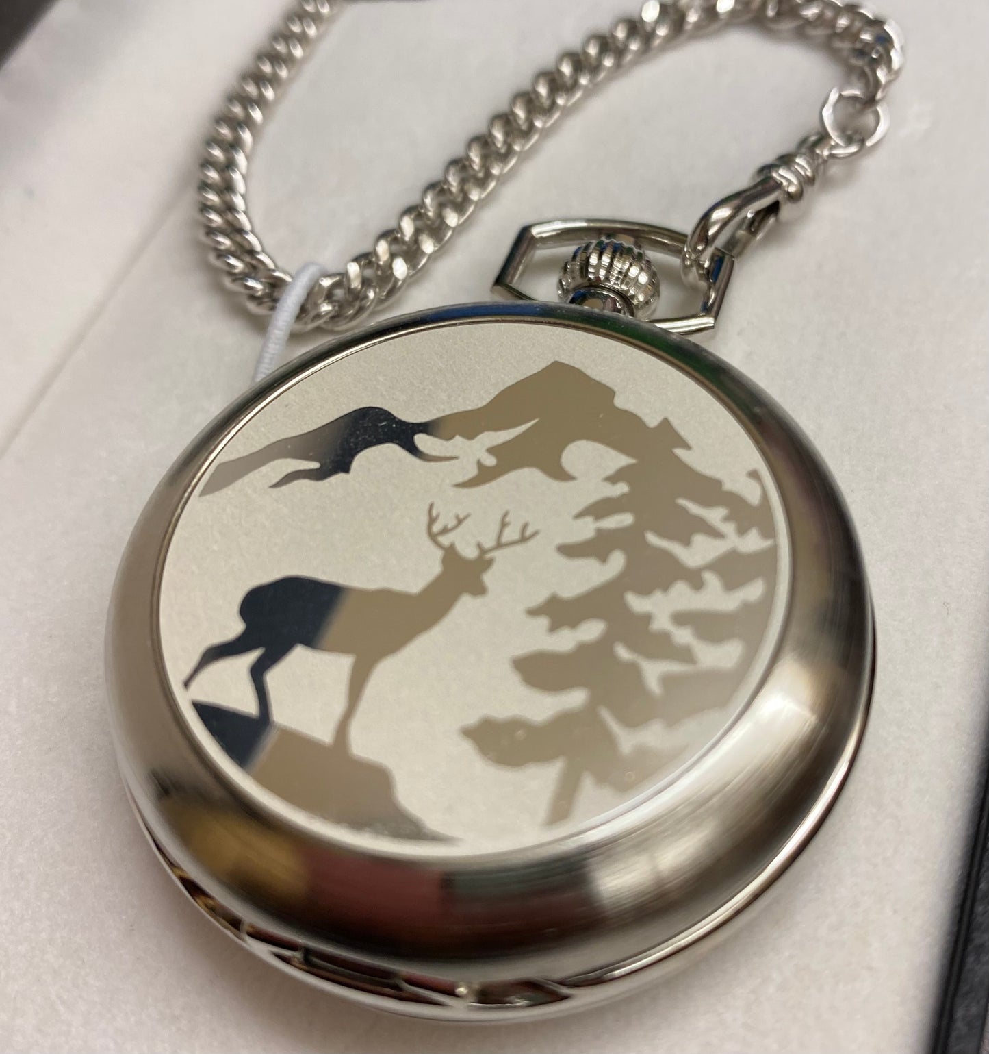 Colibri PW-205, Silver Pocket Watch with Deer Design