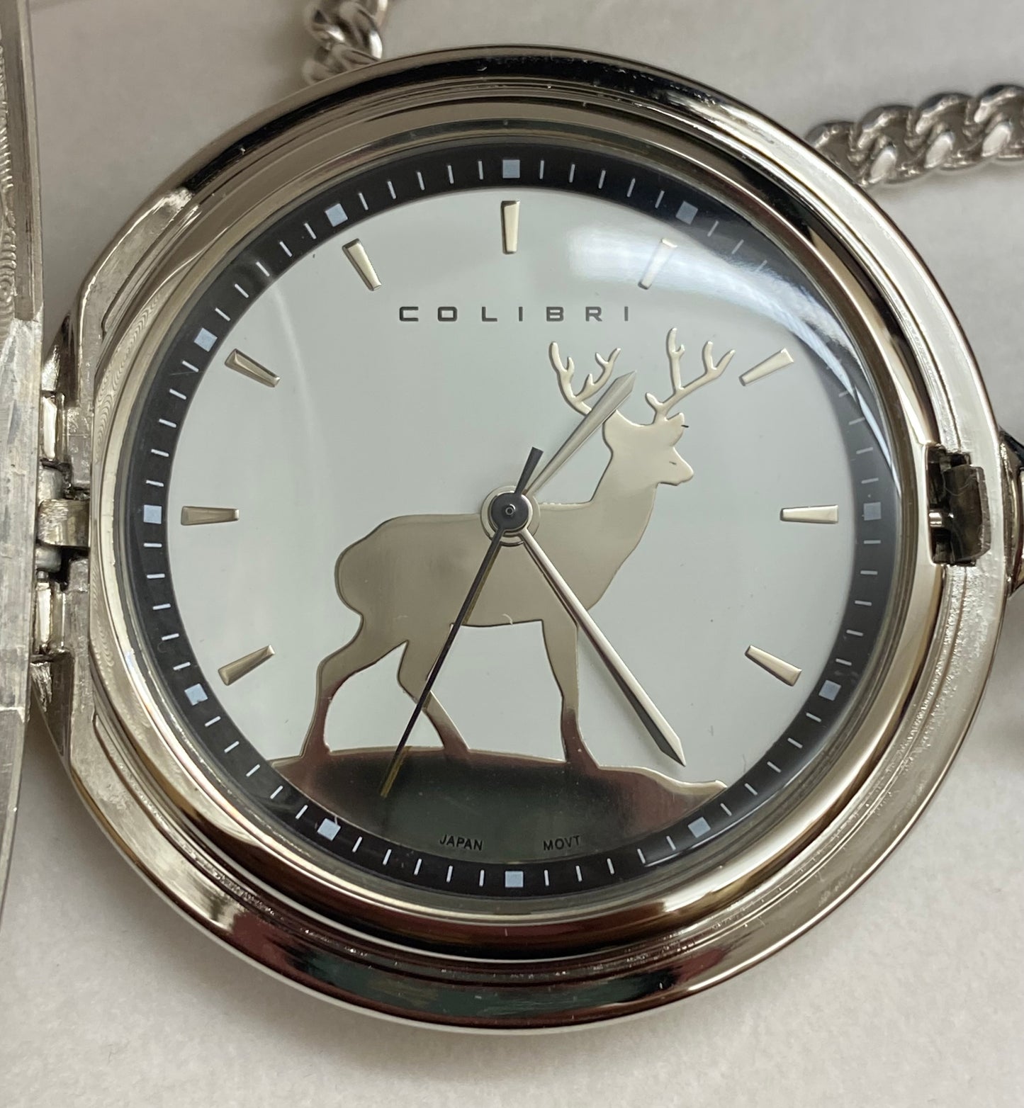 Colibri PW-205, Silver Pocket Watch with Deer Design