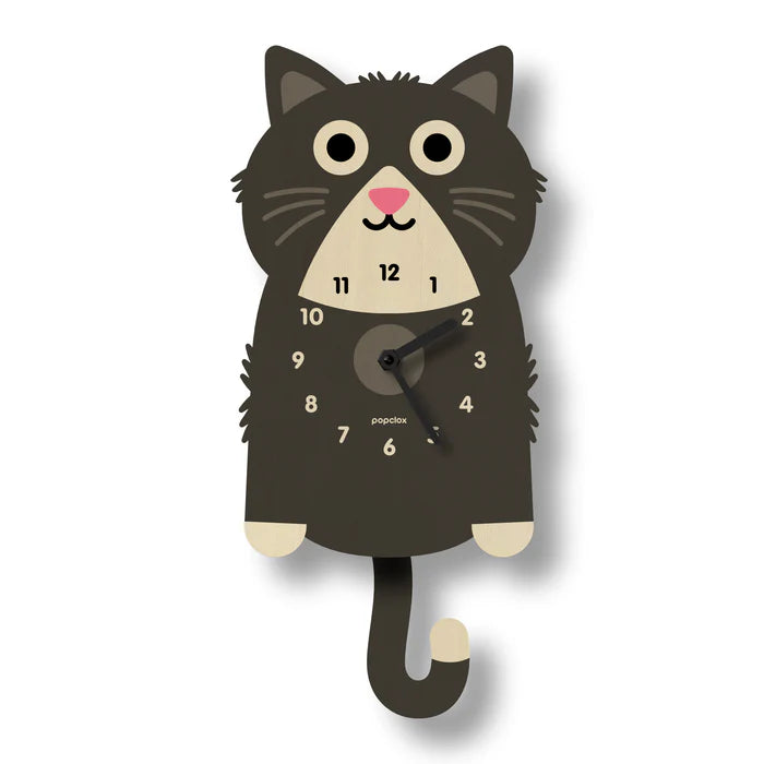 Popclox Kitten Pendulum Clock - Black