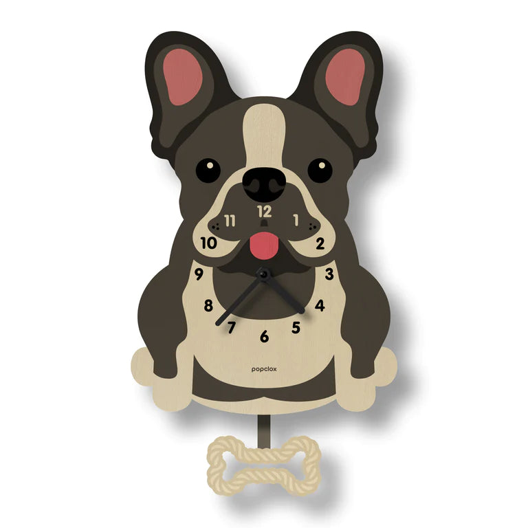 Popclox French Bulldog Pendulum Clock
