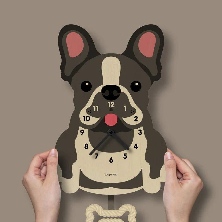 Popclox French Bulldog Pendulum Clock