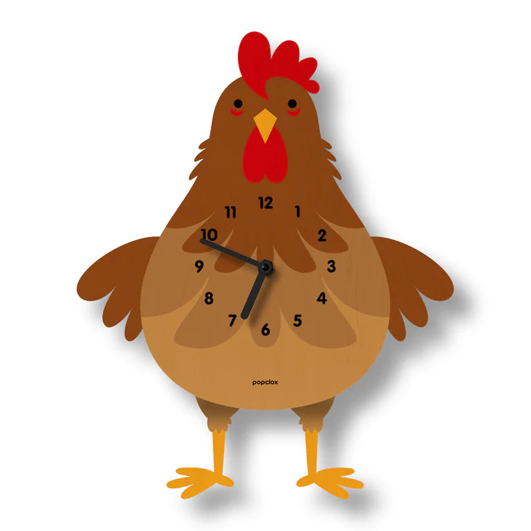 Popclox Cleo Chicken Pendulum Clock - Brown