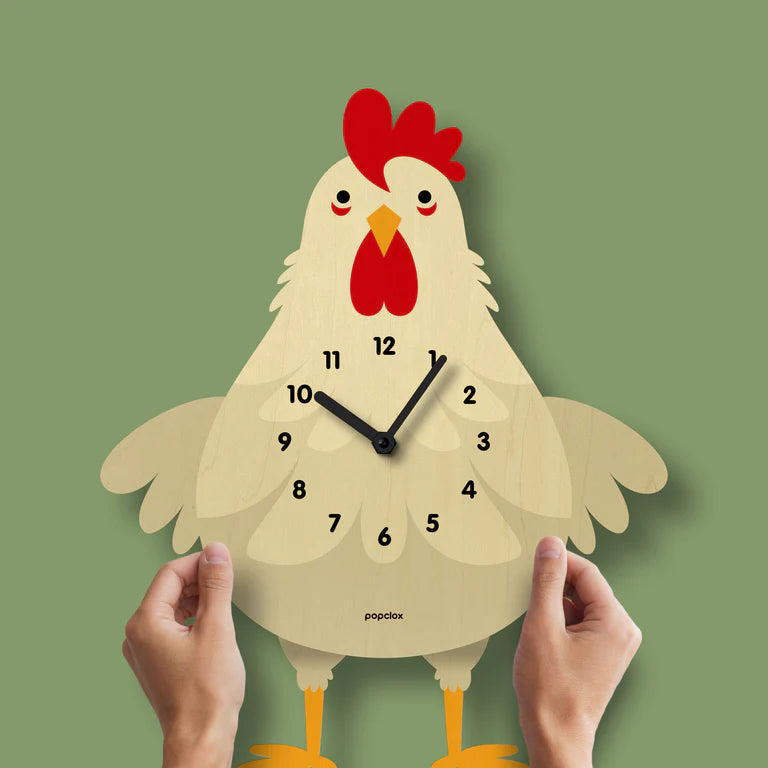 Popclox Cleo Chicken Pendulum Clock - Brown