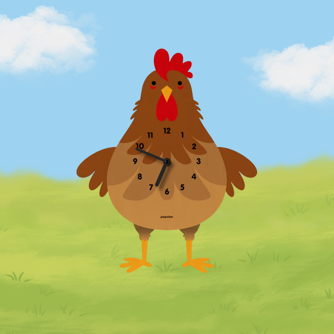 Popclox Cleo Chicken Pendulum Clock - Brown