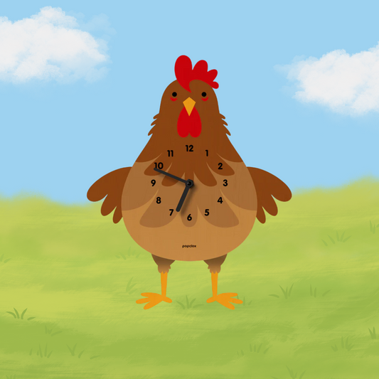 Popclox Cleo Chicken Pendulum Clock - Brown