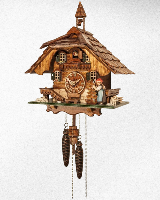 River City Clocks 15" One Day Cuckoo Clock Chalet Lady Rings Bell