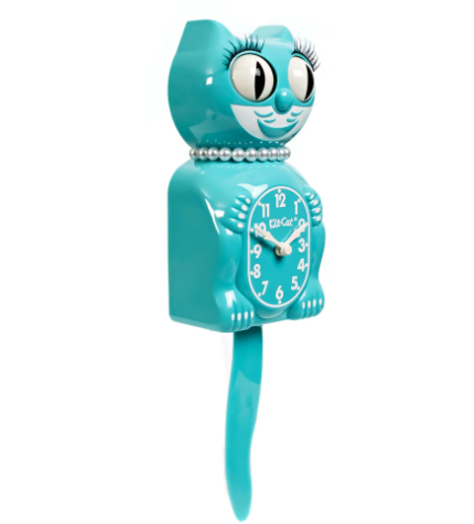 Kit-Cat Klock Vibrant Blue Turquoise Lady (15.5″ high)