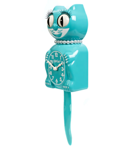 Kit-Cat Klock Vibrant Blue Turquoise Lady (15.5″ high)