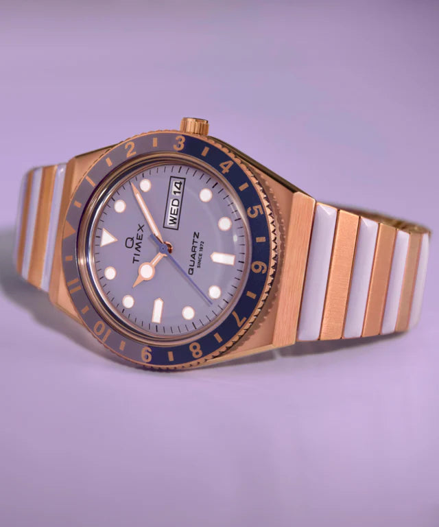 Q Timex® 36mm Stainless Steel Expansion Band Watch