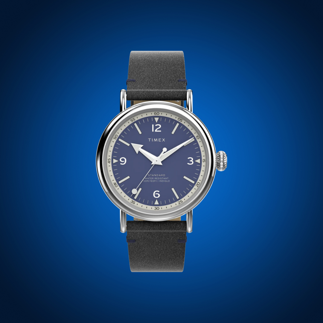 Timex Standard 40mm Eco-Friendly Leather Strap Watch Blue