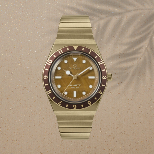 Q Timex® 36mm Stainless Steel Expansion Band Watch