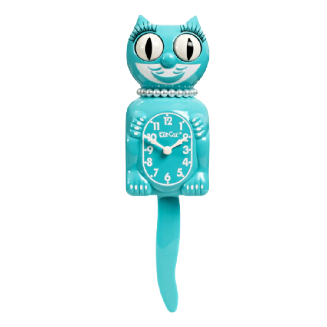Kit-Cat Klock Vibrant Blue Turquoise Lady (15.5″ high)