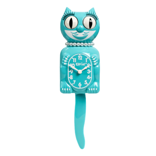 Kit-Cat Klock Vibrant Blue Turquoise Lady (15.5″ high)