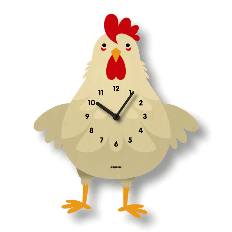Popclox Cleo Chicken Pendulum Clock - Brown