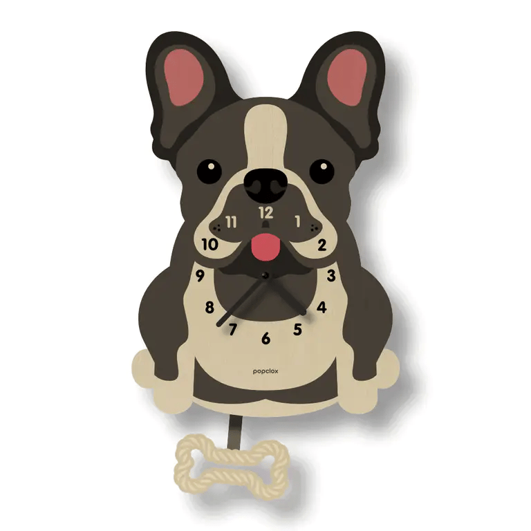 Popclox French Bulldog Pendulum Clock