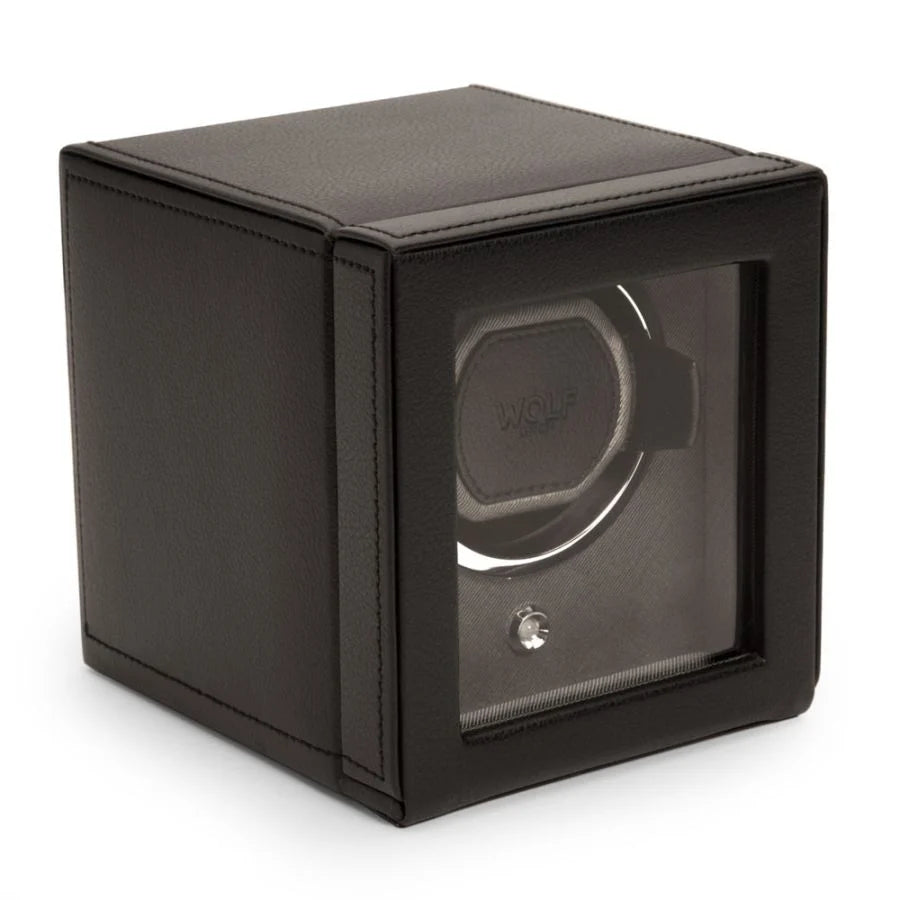 Wolf - Cub Single Watch Winder With Cover | Black | 461103