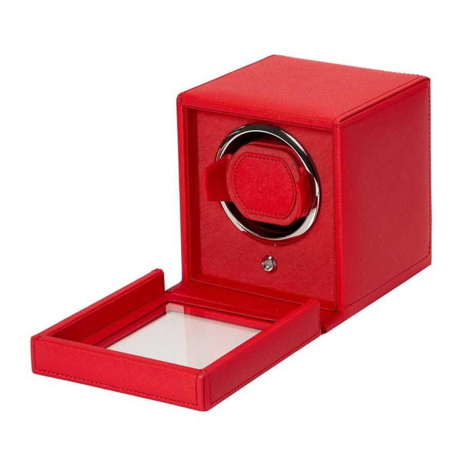 Wolf - Cub Single Watch Winder With Cover | Tutti Frutti Red | 461172