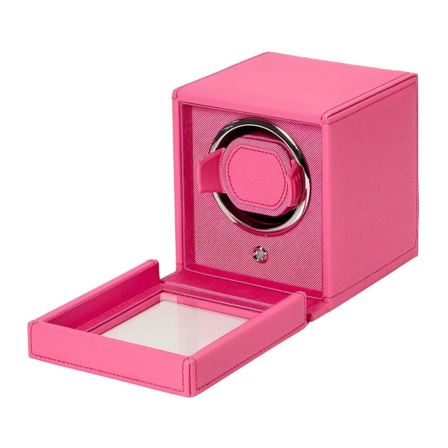 Wolf - Cub Single Watch Winder With Cover | Tutti Frutti Pink | 461190