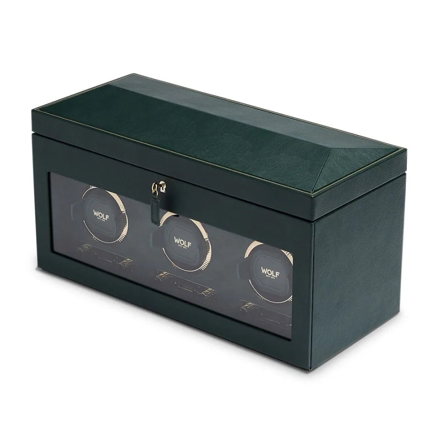 Wolf - British Racing Triple Watch Winder With Storage | Green | 792341