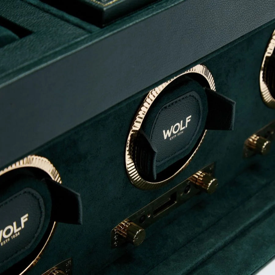 Wolf - British Racing Triple Watch Winder With Storage | Green | 792341