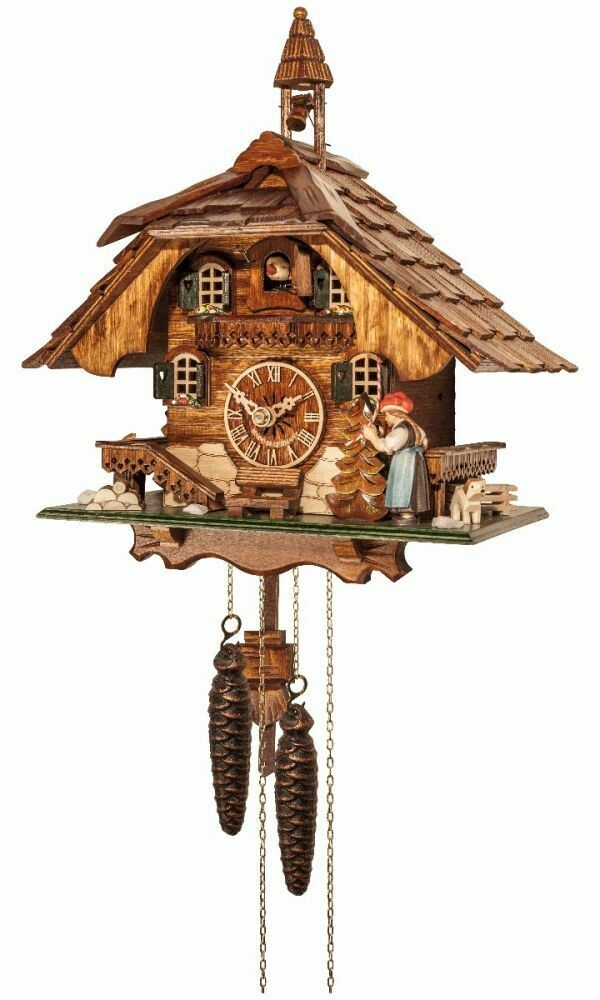 River City Clocks 15" One Day Cuckoo Clock Chalet Lady Rings Bell